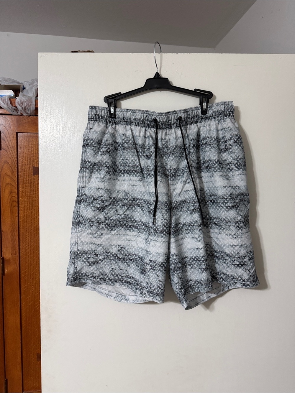 Calvin Klein Black & Gray Patterned Swim Shorts